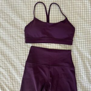 CRZ YOGA Butterluxe Womens Y Back Sports Bra  & biker shorts- Deep Purple